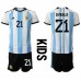 Argentina Paulo Dybala #21 Hjemmedraktsett Barn VM 2022 Korte ermer (+ Korte bukser)
